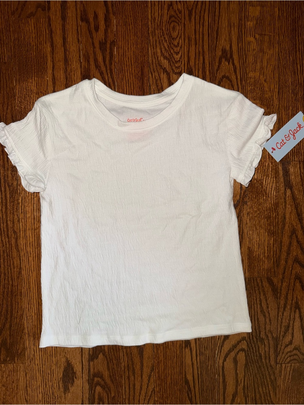Cat & Jack White Short Sleeve Ruffle Tee - Girls